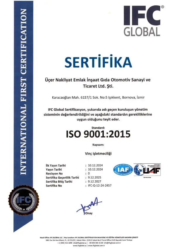 ISO 9001:2015 Kalite Yönetim Sistemi